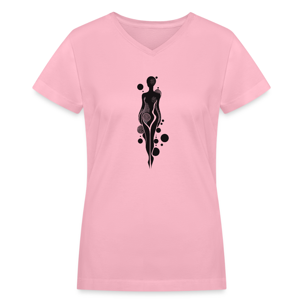 "Essence of Elegance" V-Neck T-Shirt - pink