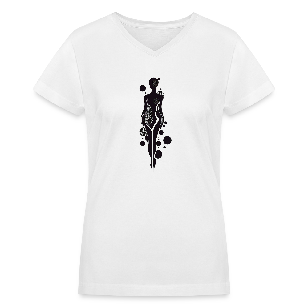 "Essence of Elegance" V-Neck T-Shirt - white