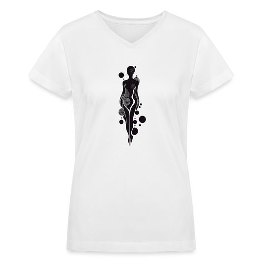 "Essence of Elegance" V-Neck T-Shirt - white