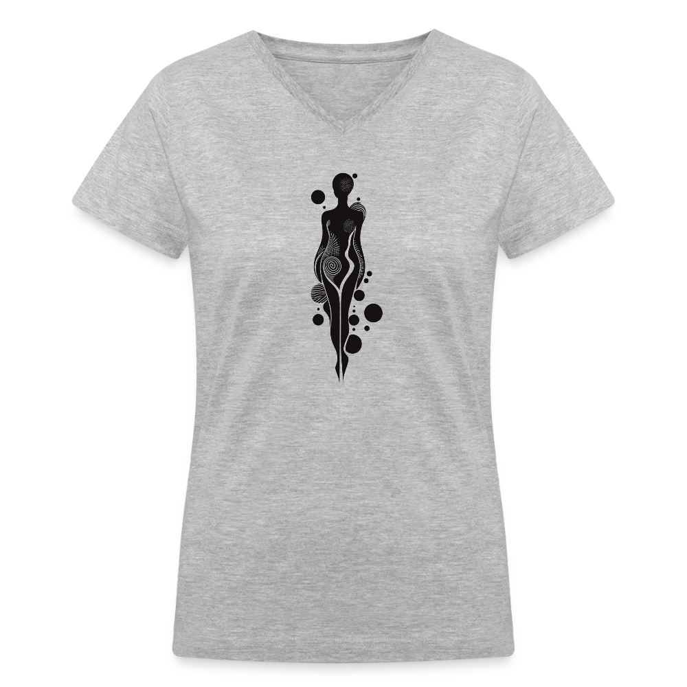 "Essence of Elegance" V-Neck T-Shirt - gray