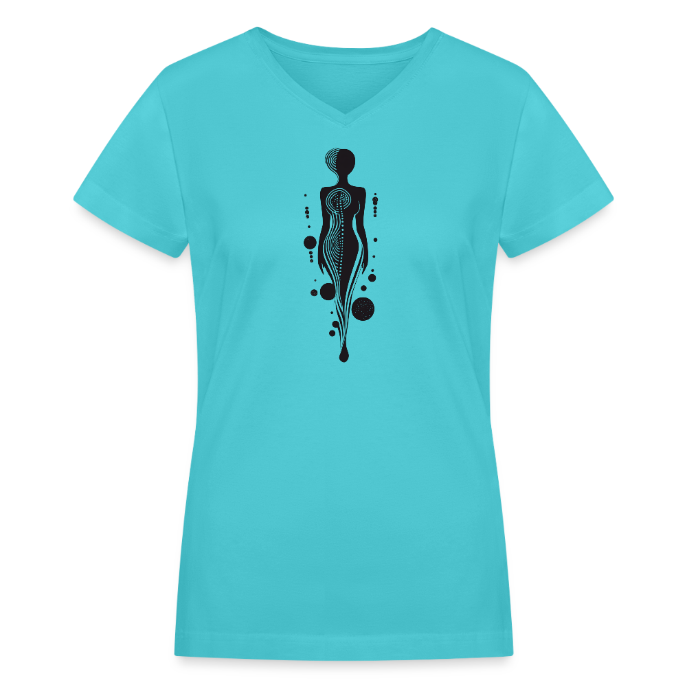 Cosmic Silhouette V-Neck - aqua